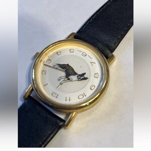 Boxer Dog Rotating Wristwatch New Battery ! Leather Band Watch